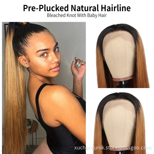 Uniky Ombre Honey Blonde 613 Lace Front Wigs Brazilian Human Hair For Black Women 1B30 Straight 13X4 lace Frontal Wigs
